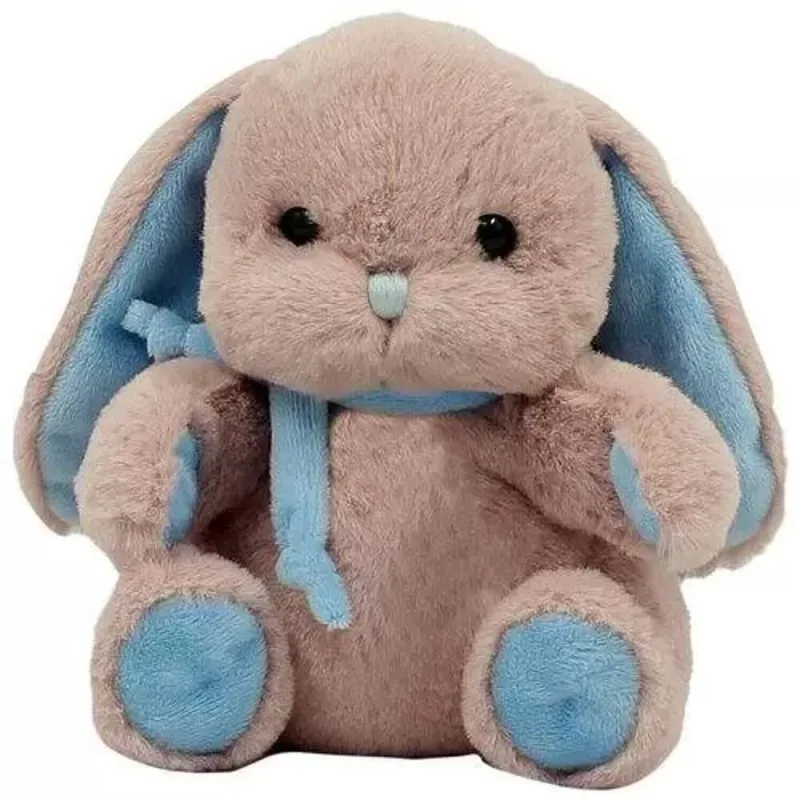 Мягкая игрушка Lapkin Заяц 18 см., пудровый в голубом шарфике