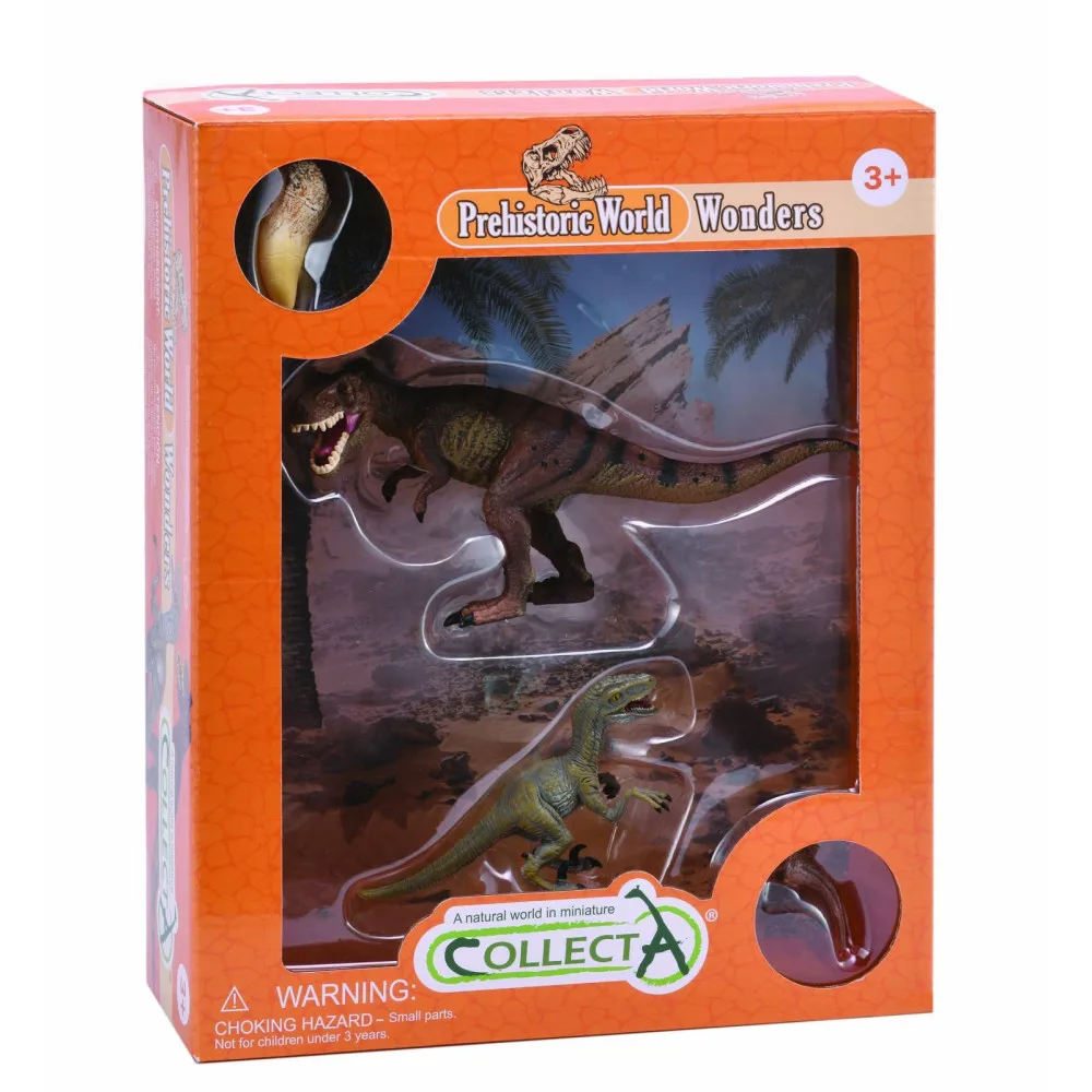 набор фигурок динозавров Collecta 89126 Тираннозавр, Велоцираптор и коготь