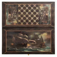 настольная игра Нарды с кораблями, большие (Смоленские, дерево, 60х30х4 см.)