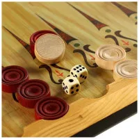 настольная игра Нарды + Шашки Медведь с рыбой, средние (Смоленские, дерево, 50х25х4 см.)
