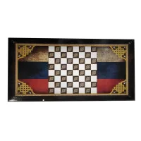 настольная игра Нарды + Шашки Смоленские Флаг РФ и Медведь, большие (дерево, 60х60х2 см.)