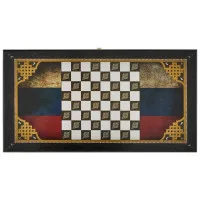 настольная игра Нарды + Шашки Смоленские Флаг РФ, средние (дерево, 50х20х2 см.)