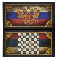 настольная игра Нарды + Шашки Смоленские Флаг РФ, средние (дерево, 50х20х2 см.)