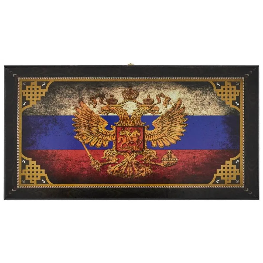 настольная игра Нарды + Шашки Смоленские Флаг РФ, средние (дерево, 50х20х2 см.)