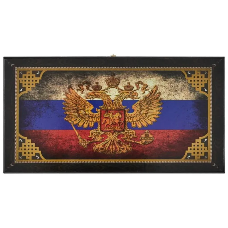 настольная игра Нарды + Шашки Смоленские Флаг РФ, средние (дерево, 50х20х2 см.)