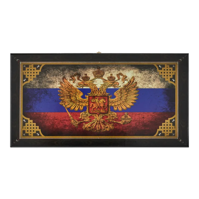 настольная игра Нарды + Шашки Смоленские Герб РФ, средние (дерево, 50х50х2 см.)