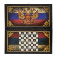 настольная игра Нарды + Шашки Смоленские Герб РФ, средние (дерево, 50х50х2 см.)