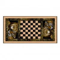 настольная игра Нарды + Шашки Смоленские Лев и Тигр, большие (Россия, дерево, 60х30х4 см.)