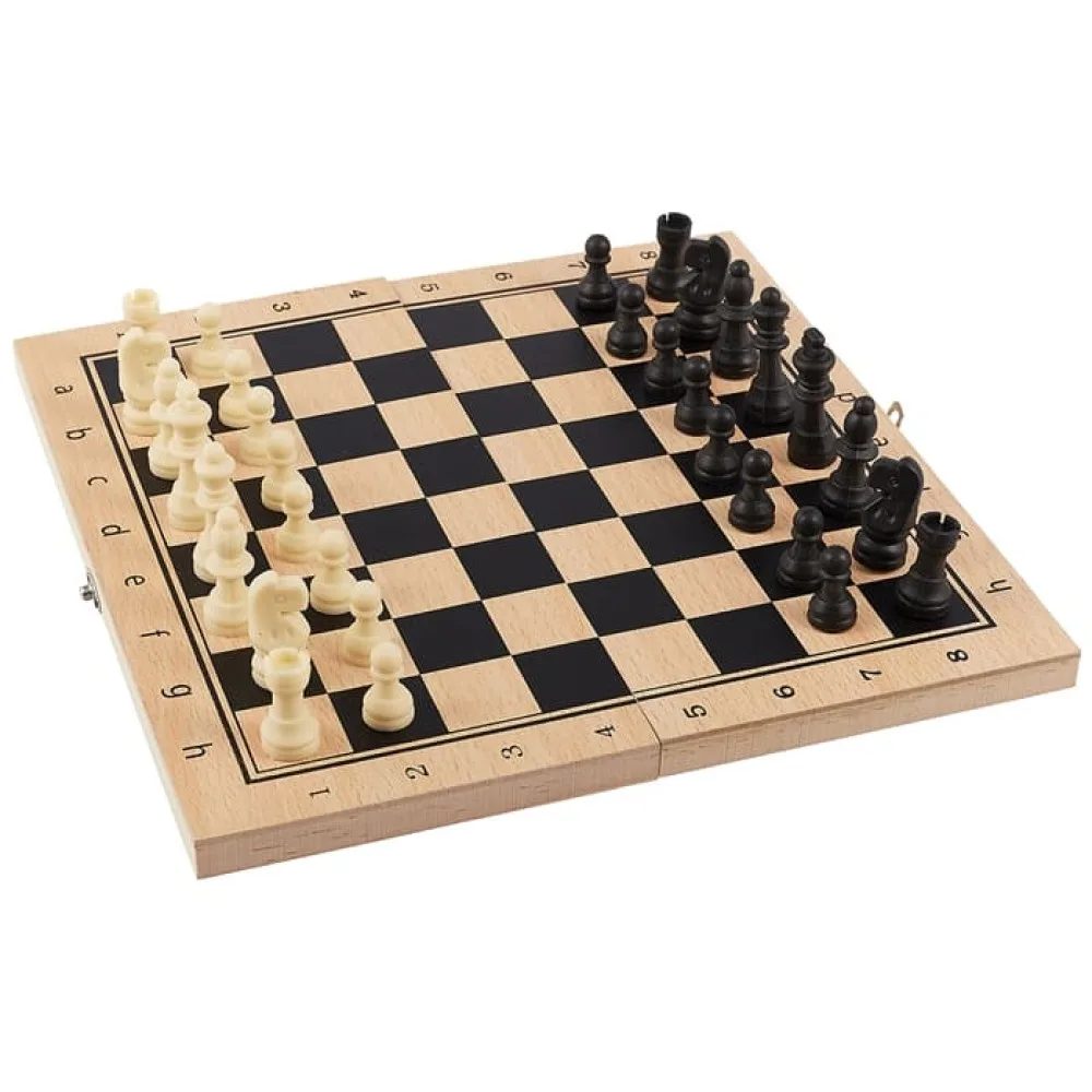 настольная игра Шахматы деревянные малые лакированные (30х15х4,5 см.)