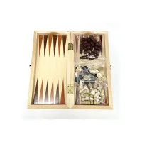 настольная игра Шахматы, Шашки, Нарды Магнитные, средние (дерево, 34х34х2,3 см.)