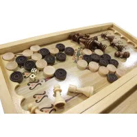 настольная игра Шахматы, Шашки, Нарды с лакированной доской (большие, 50х25х5 см.)