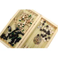 настольная игра Шахматы, Шашки, Нарды с лакированной доской (средние, 40х20х5 см.)