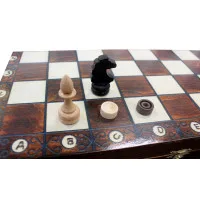 настольная игра Шахматы, Шашки, Нарды с лакированной доской (средние, 40х20х5 см.)